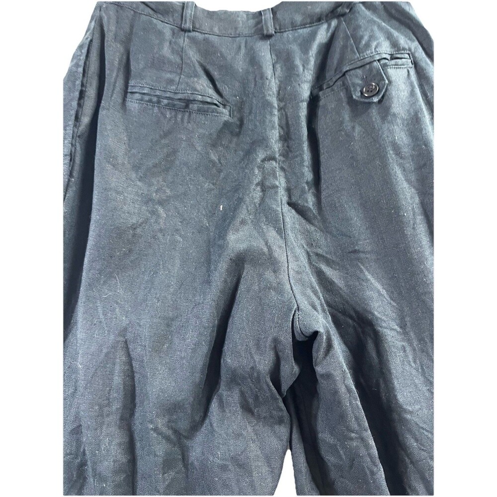 Lauren Ralph Lauren Petite Linen Pants Size 8P Black Pleated Preppy Work - Picture 9 of 11